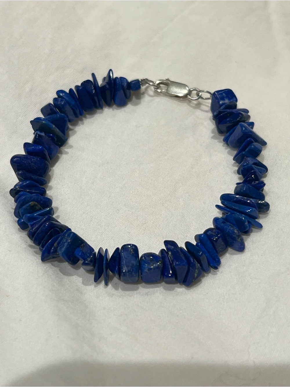 Blue Lapis Chip Bracelet with sterling silver clasp